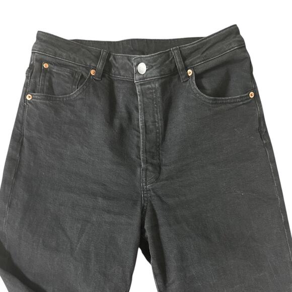 H&M Vintage Straight Ultra High Waist Ankle Washed Black Jeans 8 - Picture 3 of 7